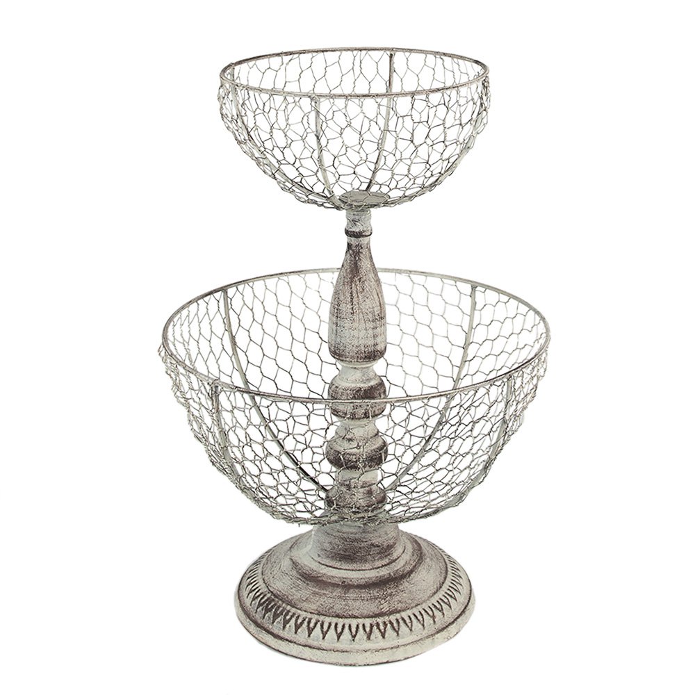 Etagère 2 laags Ø 30x44 cm Beige IJzer Fruitschaal
