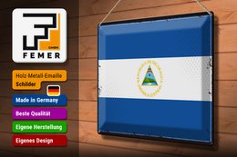 Tin Sign Flag Nicaragua 40x30cm Retro Flag Nicaragua