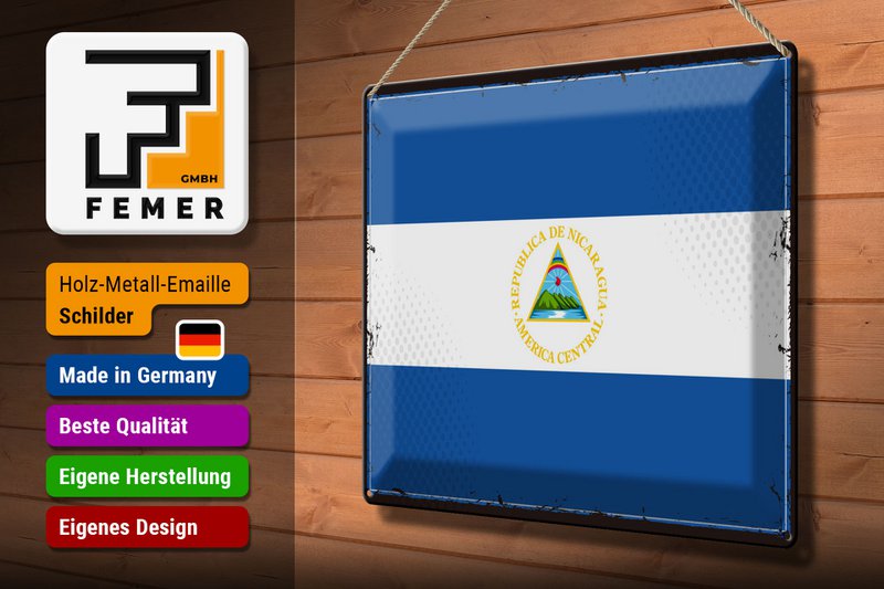 Tin Sign Flag Nicaragua 40x30cm Retro Flag Nicaragua