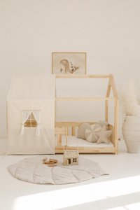 Luifel boven bed in de vorm van een huis "Boho", babywieghuis, decoratie voor jongenskamer, gepersonaliseerde babyhuizen, boho kamerdecor