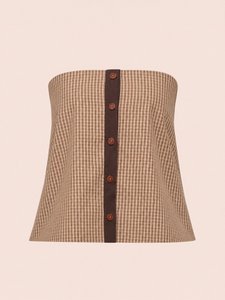 Rove bruine geruite mouwloze top