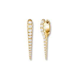  Gold-tone spike earrings with large cubic zirconia stones, suitable for formal or casual wear.