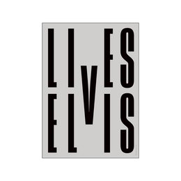 Large black and white text wall art with the words "ELVIS LIVES" in a bold, modern font. Available in various sizes including A3, 50 x 70 cm, 70 x 100 cm, A5, and A4.