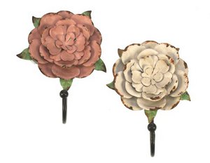 Wall hook flower pink and white 2ass