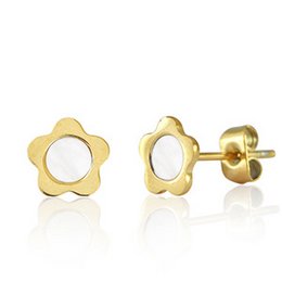 White flower-shaped earrings from the Kids Collection, made of gold-colored metal.