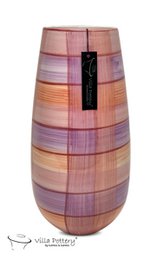  Tall, cylindrical vase in a vibrant, multicolored striped pattern. Made of high-quality materials, suitable for displaying flowers or decorative purposes.
