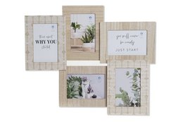Wooden photo frame set with botanical accents and inspirational text. Suitable for displaying multiple photos.