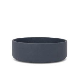 Warm grey ceramic food bowl with a simple, minimalist design.