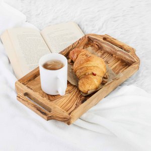 Olive Wood Serving Tray with Handles – Handmade