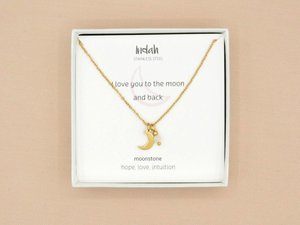 Ketting rock, maan en maansteen, zilver of goud stainless steel