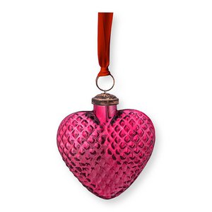 Ornament Glass Heart Pink 10cm