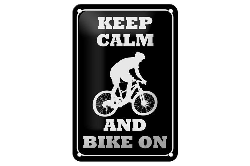 Tin sign saying 12x18cm Keep Calm and Bike on decoration