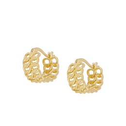 Elegant gold-tone statement earrings with a textured leaf design.