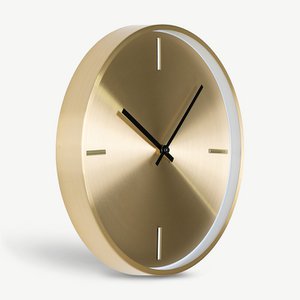 Demir wandklok, goud aluminium