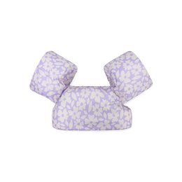  Purple floral life vest for children aged 2-6 years. Made of durable, water-resistant material with adjustable straps for a secure fit.