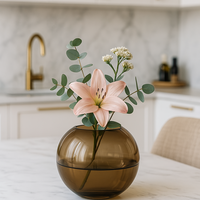 Vase glass round brown glass vase handmade ball vase low