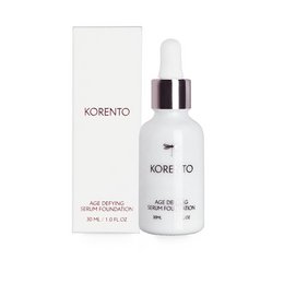 Korento Age Defying Serum Foundation in Cool 01, Warm 01, Cool 02, Cool 0.5, Warm 1.5, and Warm 02 shades. A lightweight, age-defying serum foundation that provides a natural, radiant finish.