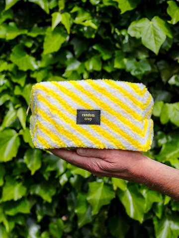 Bag Random crap yellow white stripe made of teddy fabric