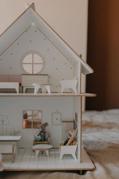 Wooden Dollhouse, modular construction, minimalist design