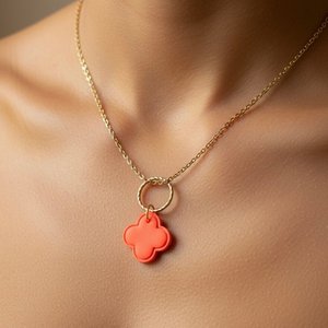 Citrus Clover Necklace - Orange Four-Leaf Clover Necklace