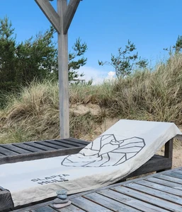 Linnen strandlaken King Grijs/Zwart