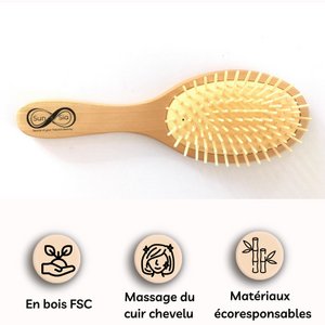 Wooden Hairbrush - Detangling, Anti-Static and Eco-Friendly - 109 Soft Pins on Cushion for Pleasant Brushing with Massaging Effect