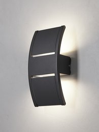Anthracite gray wall lamp with up/downlight LED, suitable for outdoor use.