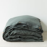 Forest Green Linen Duvet Cover