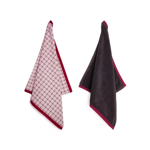 Theedoek en Handdoek Set Vivid Pink Burgundy