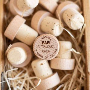 Flasche Wein Wein "Papi ist immer recht" in Cork und Holz - mein Bambou