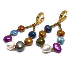Colorful freshwater pearl earrings Galaxy