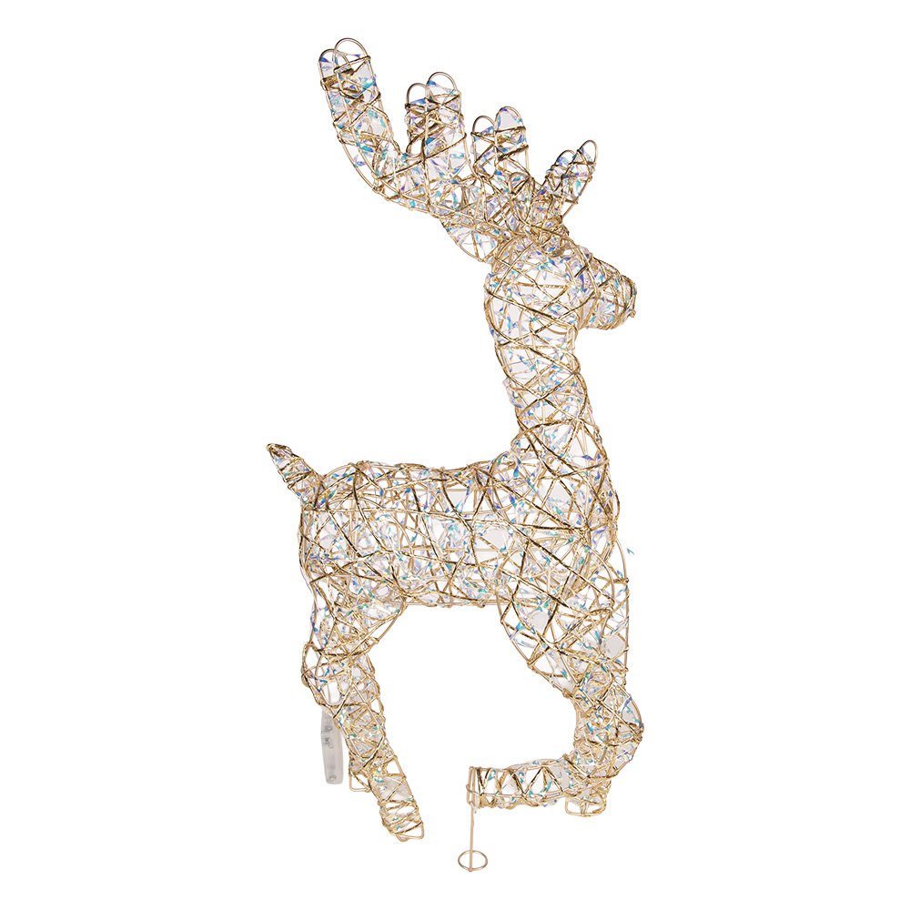 Kerstdecoratie met LED-verlichting Hert 38x15x76 cm / 3xAA Goudkleurig Metaal
