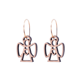 Rose gold-tone angel-shaped hoop earrings with a simple, elegant design.