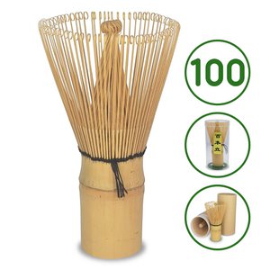 Matcha Besen Chasen 100 Borsten Bambus weiß Plastik/Papier