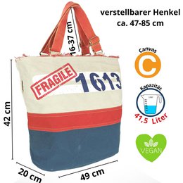 Sunsa XXL dameshandtas. Grote canvas tas. Veganistische strandtas/sporttas. Weekender in vintage retrostijl