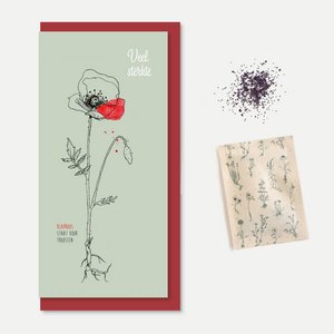 Wenskaart met zaden 'Veel sterkte'