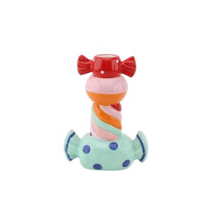 Candle holder- Stapled Toffee Candy - Multi Colour-13x7x20cm
