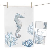 Seahorse Coral tea towel