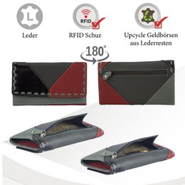 Cartera de mujer Sunsa. monedero de cuero. Cartera con protección RFID. Cartera sostenible hecha con retales de cuero. Cartera de mujer grande con muchos compartimentos para tarjetas de crédito: cartera/cartera para mujer, la mejor idea de regalo.
