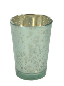 Glas mit Kerze Seegrün