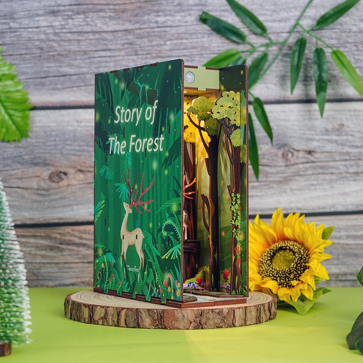 DIY Boek Nook Verhaal van het Bos Boeksteun, Hout, Art Bizniz