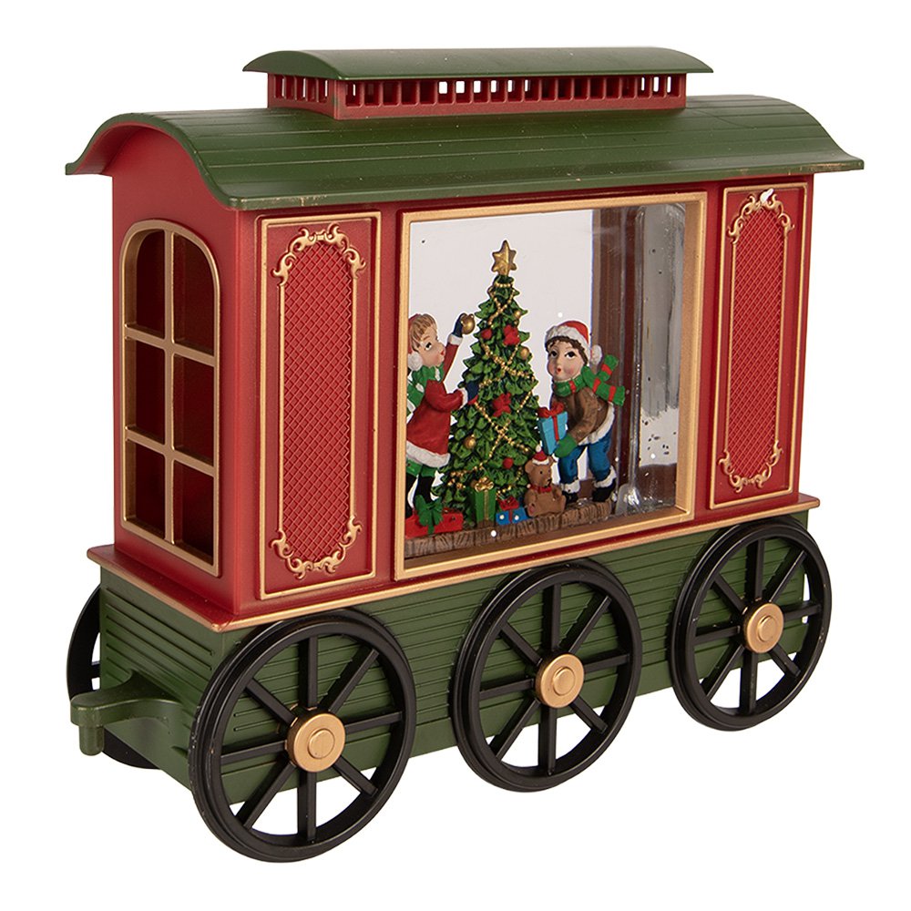Kerstdecoratie met LED-verlichting en muziek Trein 25x9x19 / 24x9x19 cm / 6xAA Rood Kunststof