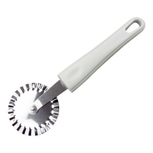 Pizza cutter stainless steel with white plastic handle