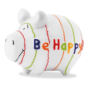 Sparschwein Company Sparschwein "Be Happy!" aus Keramik, Bunt (B/H/T) 12,5x9x9 cm Kleinschwein