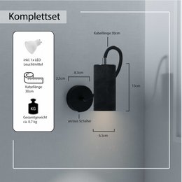 Betoniq væglampe "Donoma Flex" 1 lampe Kobber Sort