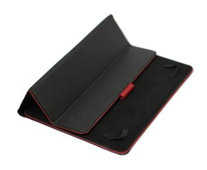 K0033AB | Case for Tablet Genuine Leather, full grain, dollar grain. Col. Black with Red edges. Contrasting tab closure. Dimensions: 19.5 x 25.2 x 1 cm. Packaging: Tnt bag