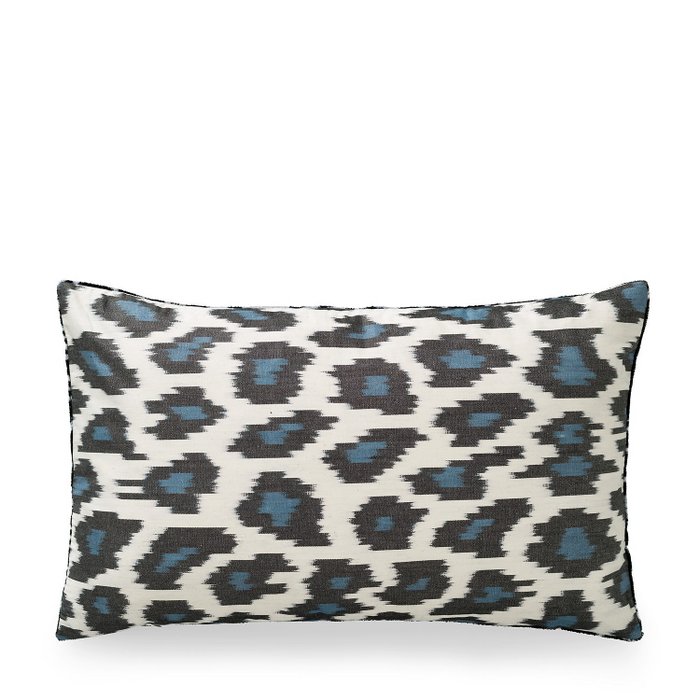 Ikat Kussen fluweel zwart wit ornament