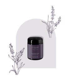  Lavender body scrub with magnesium, gentle exfoliation, relaxing lavender scent.