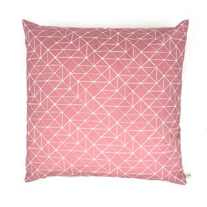 Luna-Leena cushion geometric print  + inside pillow - old pink - 45x45cm - Oeko-tex cotton - handmade in Nepal