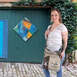 Sunsa skuldertaske til kvinder. Håndtaske lavet af canvas (canvas) & læder. Skuldertaske i vintage stil. Stor crossbody taske til kvinder.